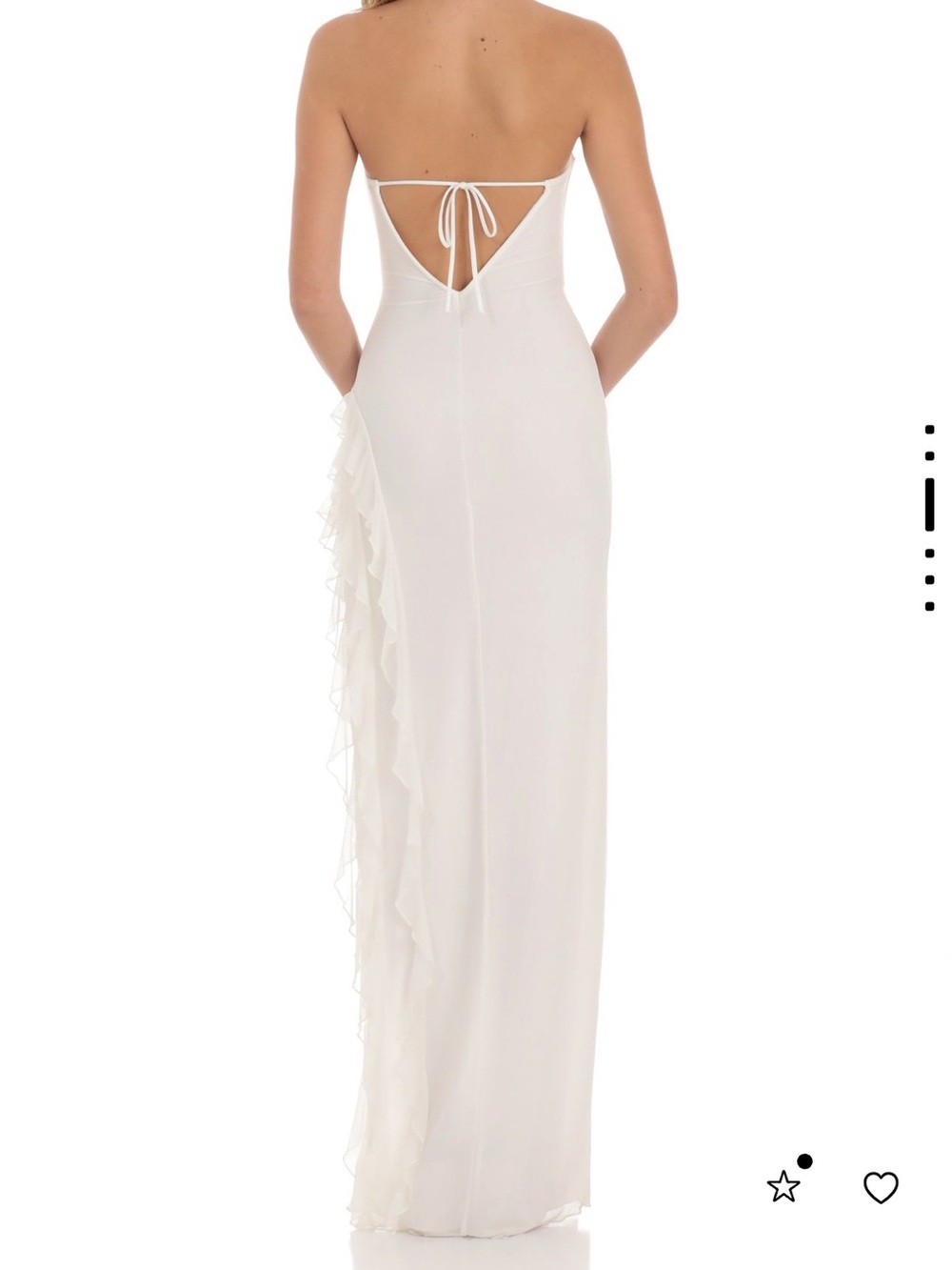 White Ruffled One-Shoulder Evening Dress - Picture 3 of 4